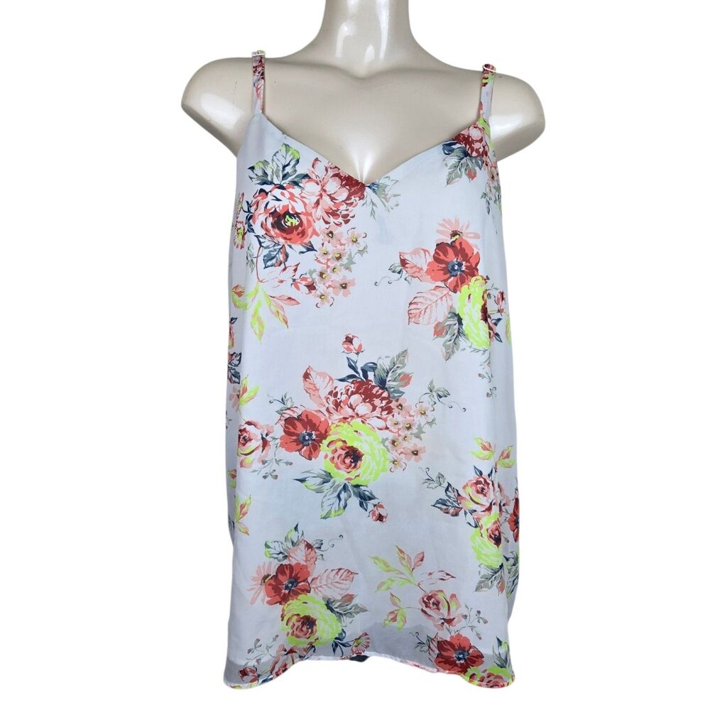 Torrid Sophie Floral Tank Top Cami Sz 1 (1X) White Chiffon Layered